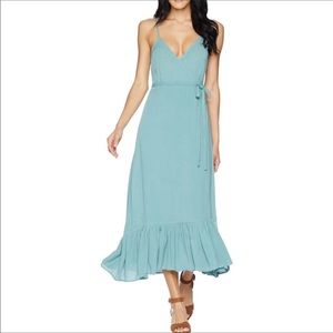 Billabong Hold Me Tight Crinkled Cotton Wrap Midi Dress; Mint Green. Sz. Small